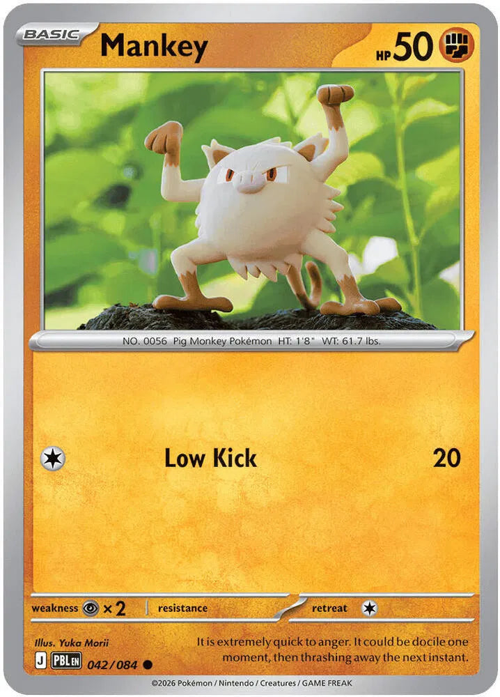 042/084 Mankey Reverse Holo - Pitch Black