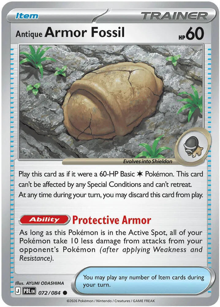 072/084 Antique Armor Fossil Reverse Holo - Pitch Black