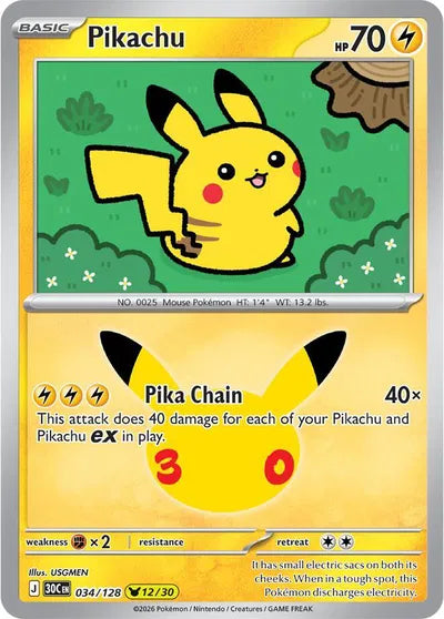 034/128 Pikachu - Celebration 30th