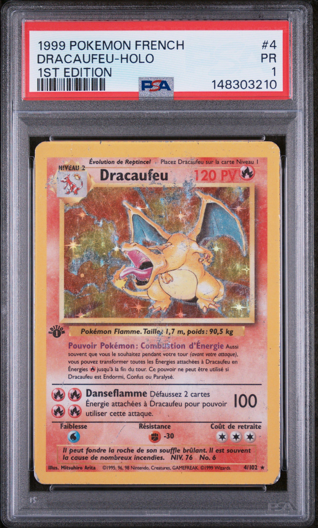 Dracaufeu 4 1st edition Pokemon Base Set FRENCH PSA 1