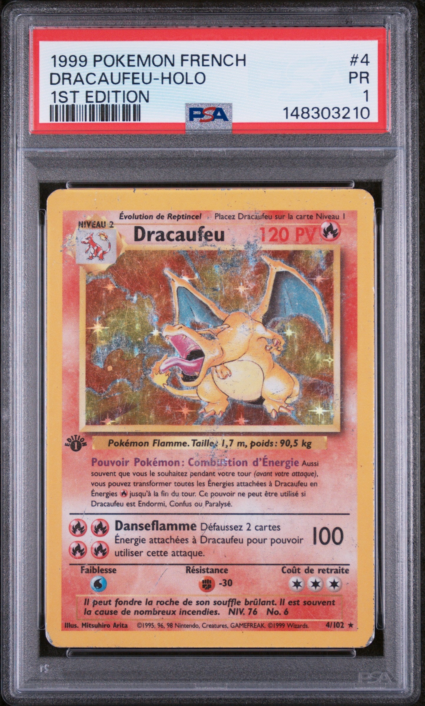 Dracaufeu 4 1st edition Pokemon Base Set FRENCH PSA 1